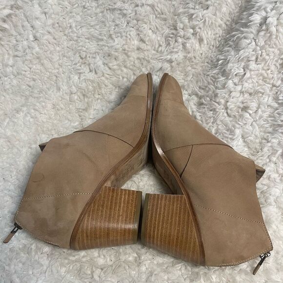 Eileen Fisher Ember slip on Ankle Boots khaki Nubuck Leather back zipper SZ10 - Picture 5 of 9